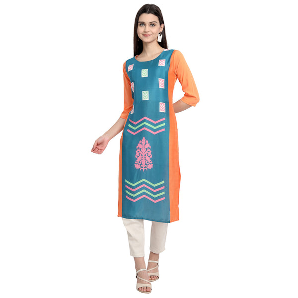 Crepe Multi Color Digital Print Straight Kurta 530102-S