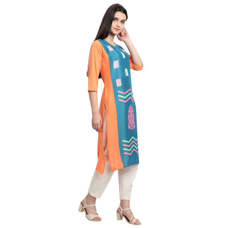 Ethnic Basket Crape Multicolor Printed Knee Length Set of 2 Kurta 530102-530232