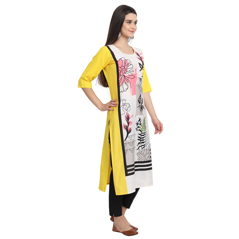 Ethnic Basket Crape Multicolor Printed Knee Length Set of 2 Kurta 530103-530217