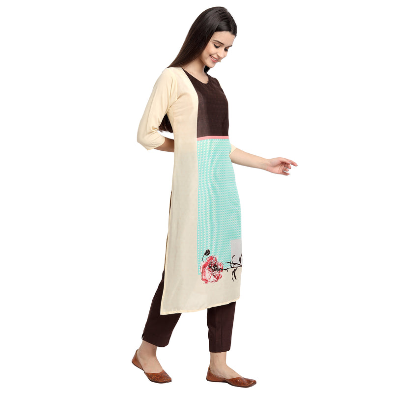 Crepe Multi Color Digital Print Straight Kurta 530104-L