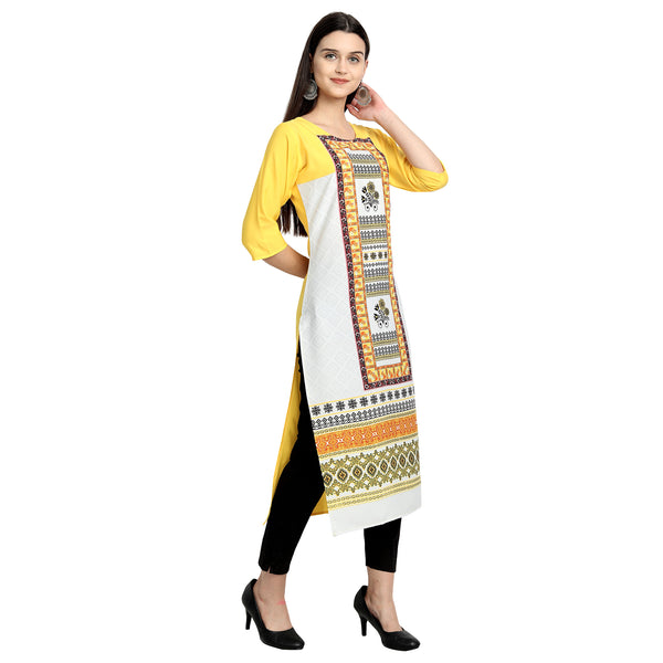 Crepe White Color Digital Print Straight Kurta 530105-M