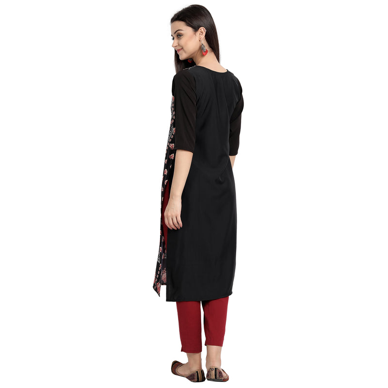 Crepe Black Color Digital Print Straight Kurta 530106-4XL