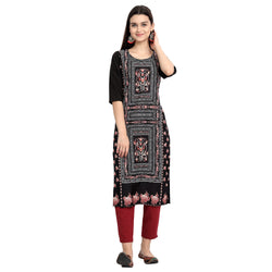 Crepe Black Color Digital Print Straight Kurta 530106-S