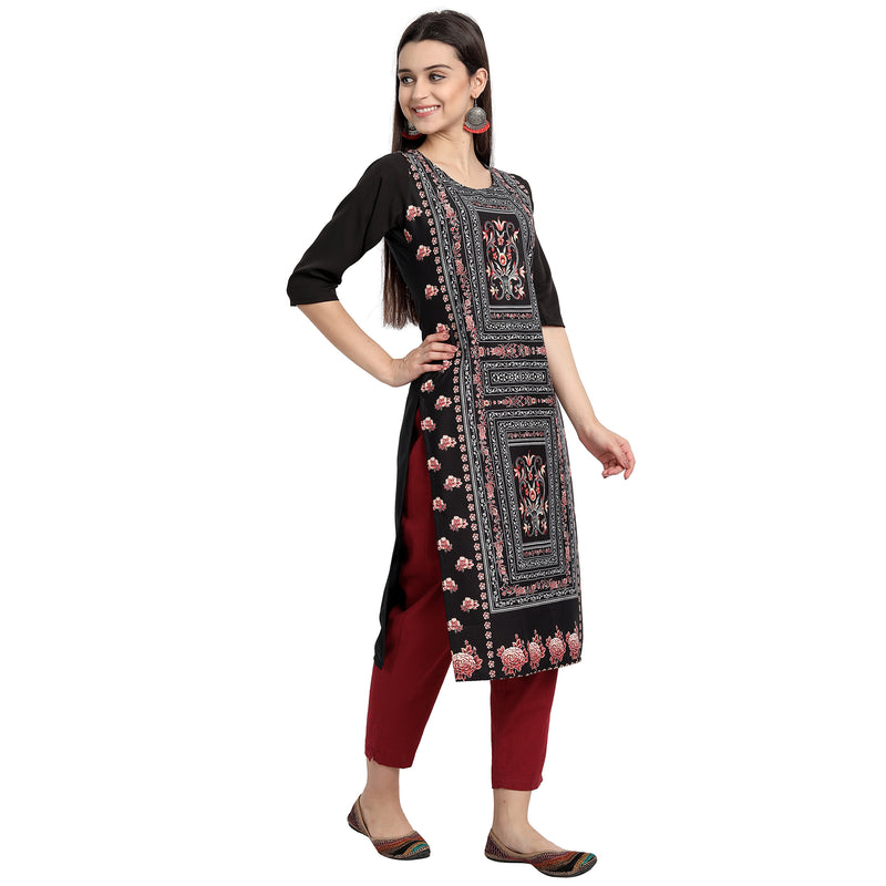 Ethnic Basket Crape Multicolor Knee Length Pack of 4 Kurtas 290-295-106-054