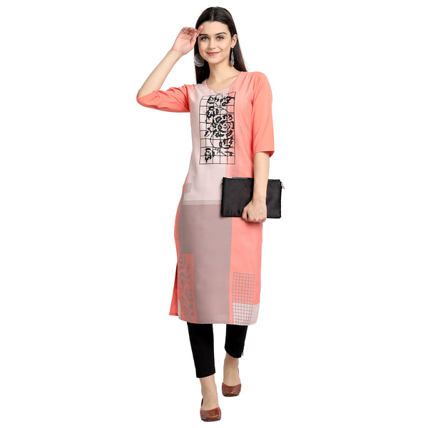 Crepe Multi Color Digital Print Straight Kurta 530107-M