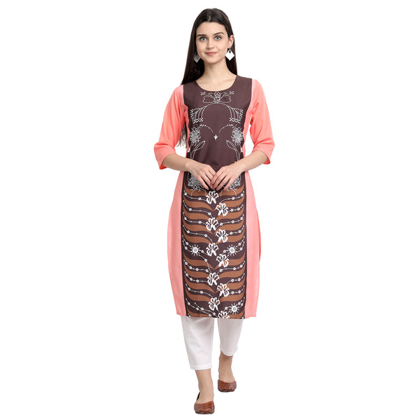 Crepe Multi Color Digital Print Straight Kurta 530108-S