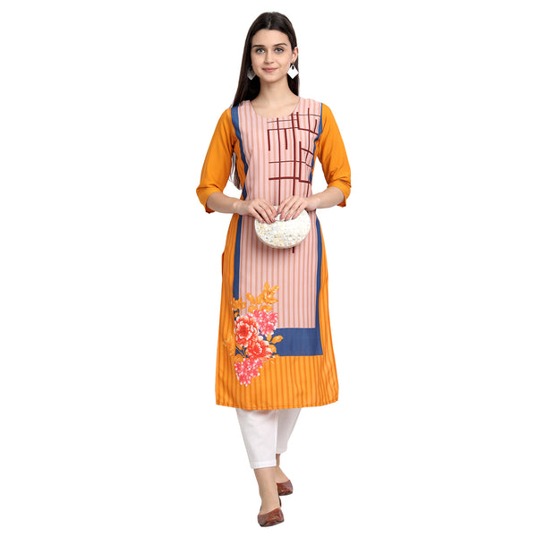 Crepe Multi Color Digital Print Straight Kurta 530109-M