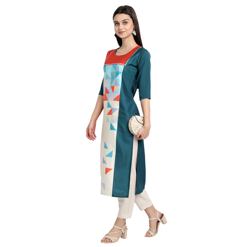 Crepe Multi Color Digital Print Straight Kurta 530111-4XL