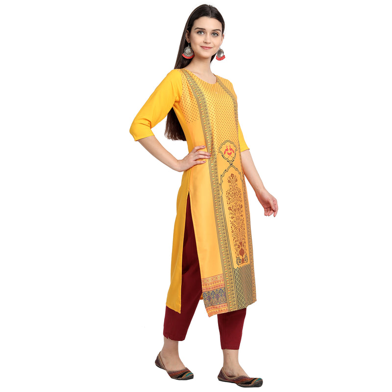 Ethnic Basket Crape Multicolor Knee Length Pack of 4 Kurtas 296-302-115-290