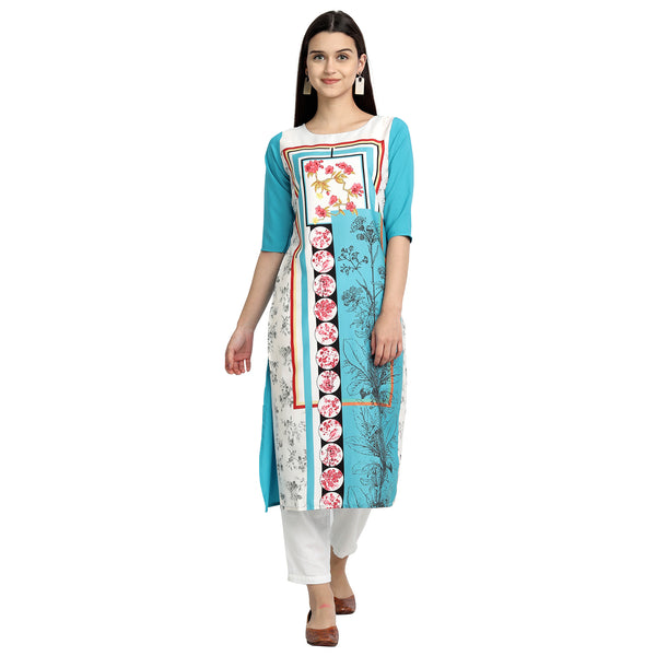 Crepe Multi Color Digital Print Straight Kurta 530116-S