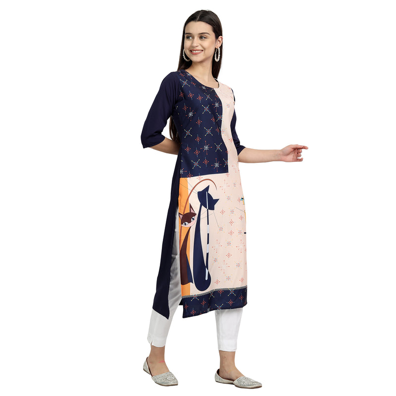 Ethnic Basket Crape Multicolor Knee Length Pack of 4 Kurtas 288-140-117-108