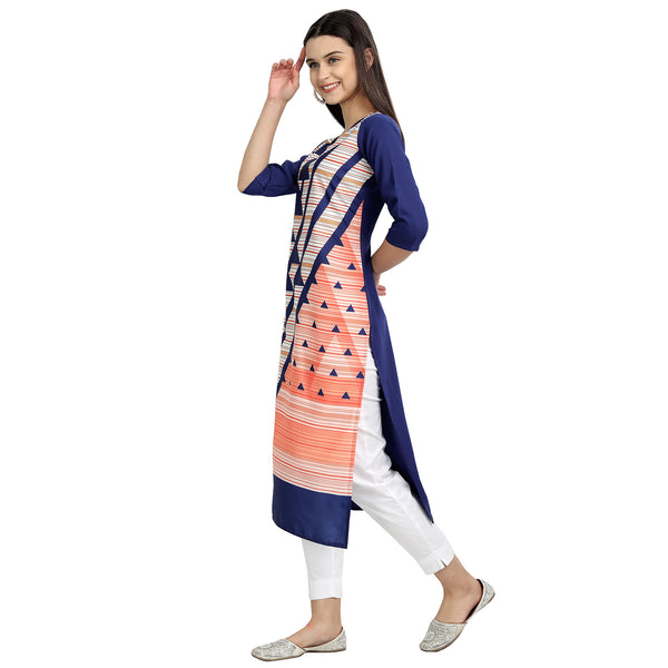 Crepe Multi Color Digital Print Straight Kurta 530118-M