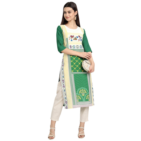 Crepe Green Color Digital Print Straight Kurta 530120-M