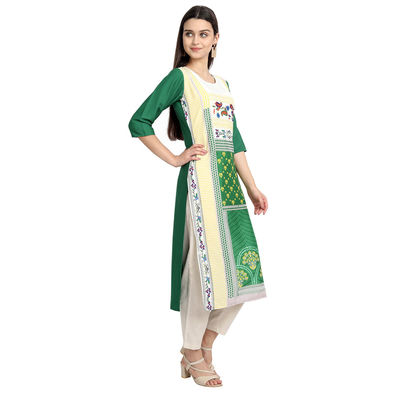 Crepe Green Color Digital Print Straight Kurta