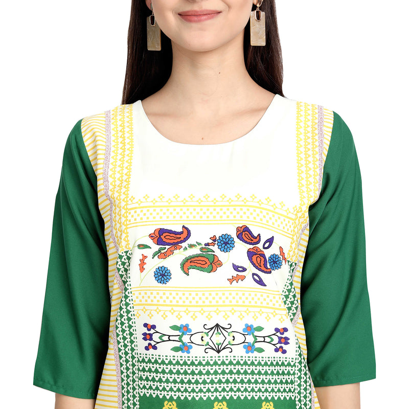 Crepe Green Color Digital Print Straight Kurta