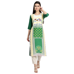 Crepe Green Color Digital Print Straight Kurta