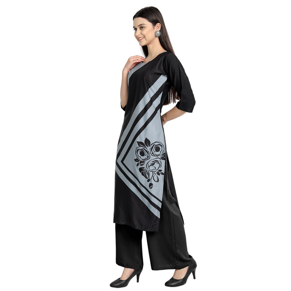 Crepe Black Color Digital Print Straight Kurta 530122-M