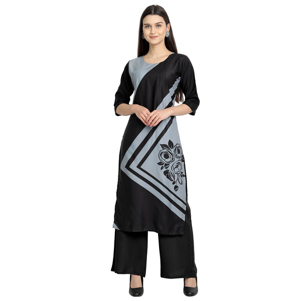 Crepe Black Color Digital Print Straight Kurta 530122-S