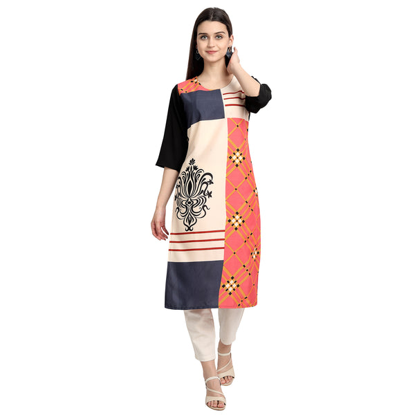 Crepe Multi Color Digital Print Straight Kurta 530125-4XL