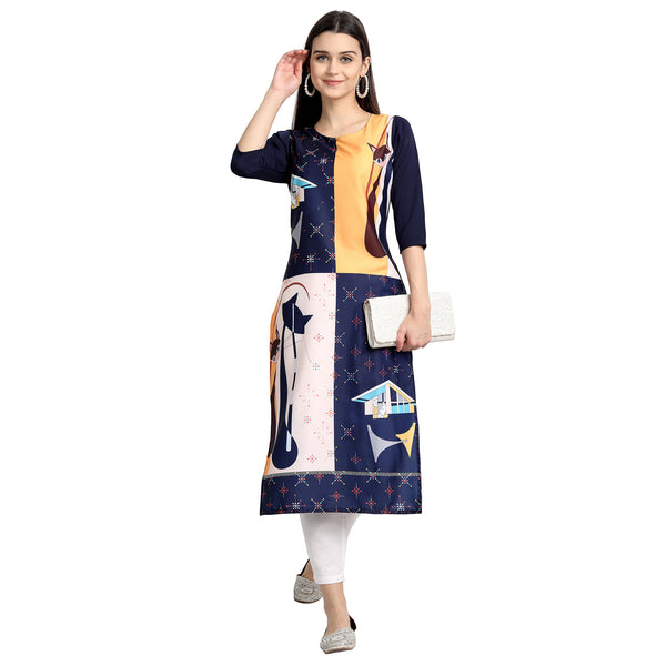 Crepe Multi Color Digital Print Straight Kurta 530126-M