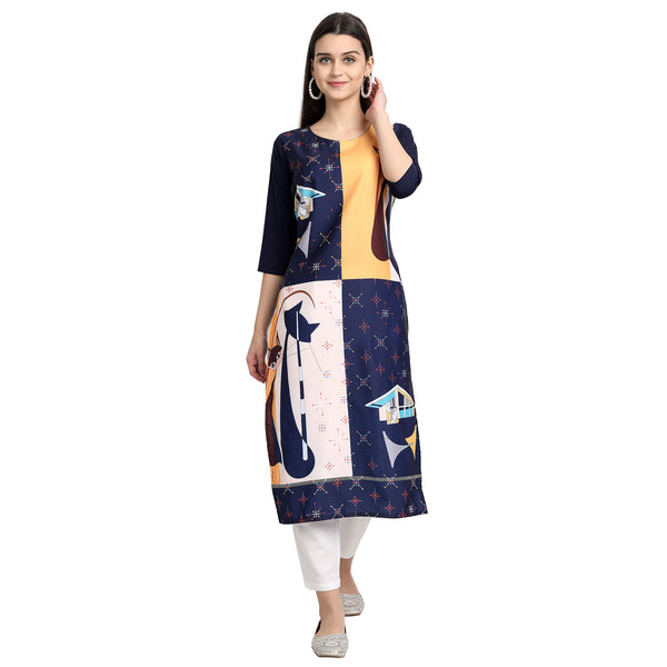 Crepe Multi Color Digital Print Straight Kurta 530126-S