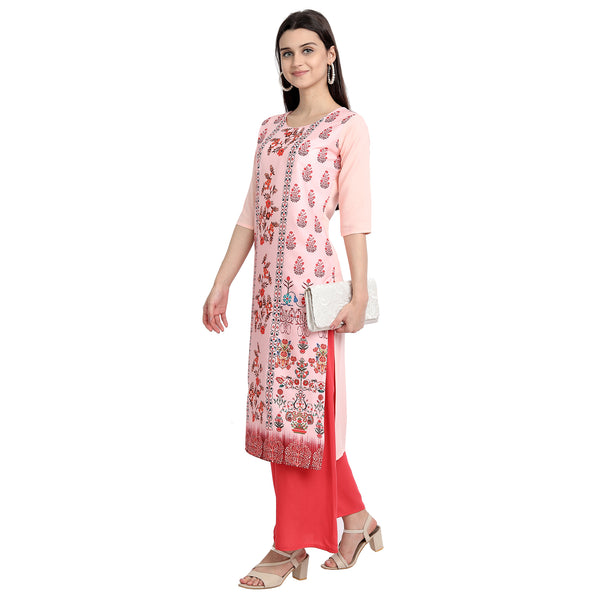 Crepe Pink Color Digital Print Straight Kurta 530138-M