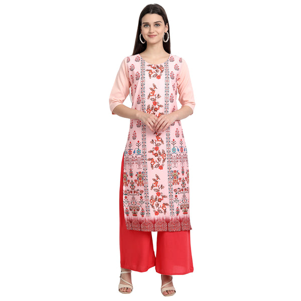 Crepe Pink Color Digital Print Straight Kurta 530138-S