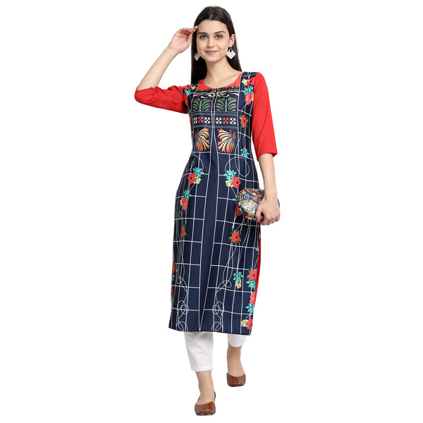 Crepe Blue Color Digital Print Straight Kurta 530140-M