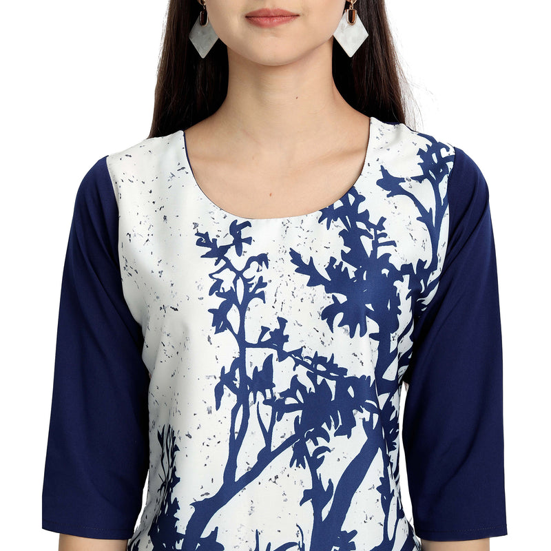 Crepe Blue Color Digital Print Straight Kurta 530141-XL