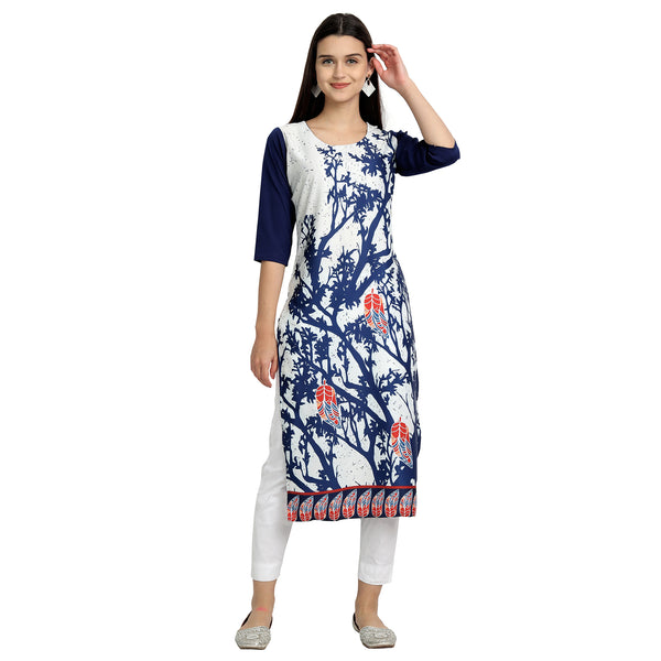 Crepe Blue Color Digital Print Straight Kurta 530141-S