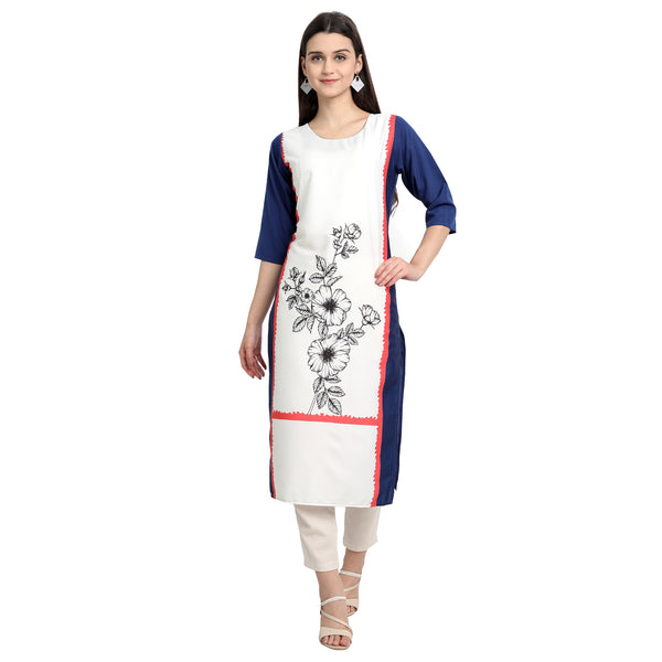 Crepe White Color Digital Print Straight Kurta 530144-S