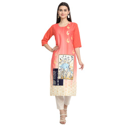 Crepe Multi Color Digital Print Straight Kurta 530145-S