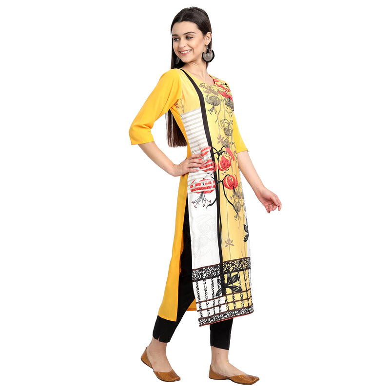 Ethnic Basket Crape Multicolor Digital Print Stright Pack of 3 Kurta 123-146-168