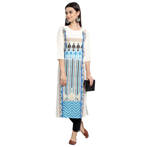 Crepe White Color Digital Print Straight Kurta 530147-M