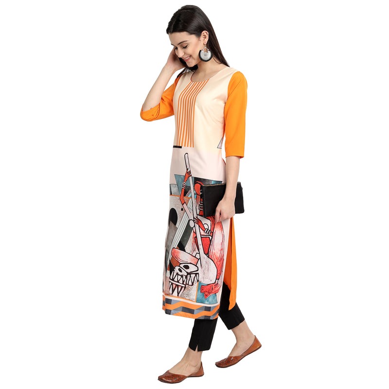 Crepe Multi Color Digital Print Straight Kurta 530151-M