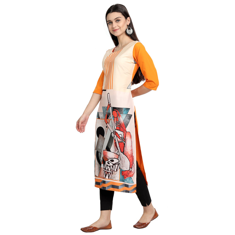 Crepe Multi Color Digital Print Straight Kurta 530151-L