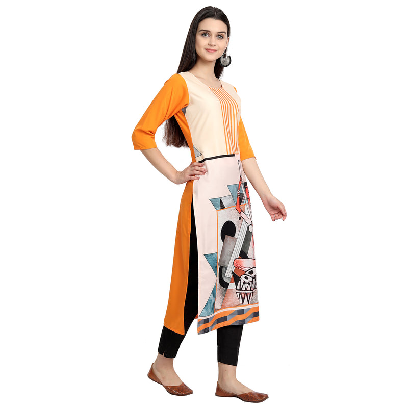 Ethnic Basket Crape Multicolor Printed Knee Length Set of 2 Kurta 530234-530151