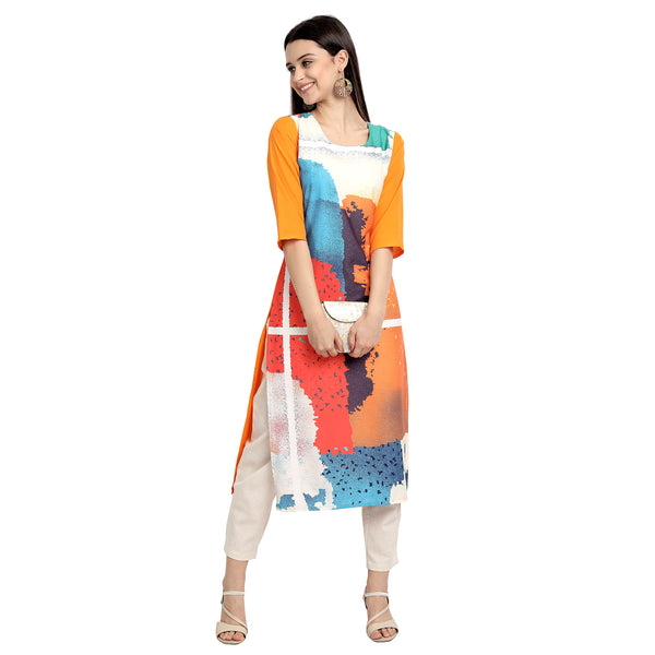 Crepe Multi Color Digital Print Straight Kurta 530153-M