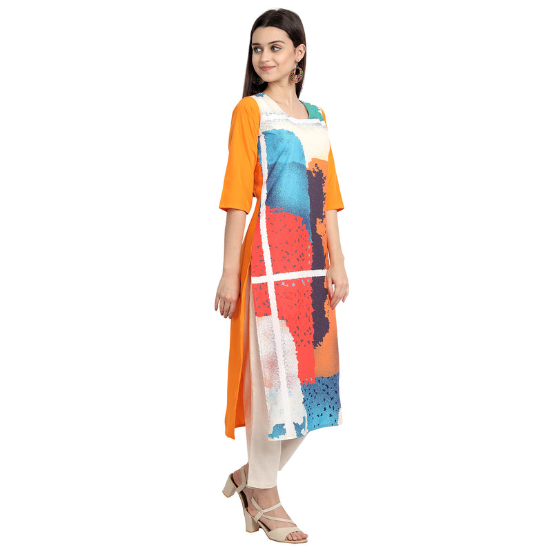 Ethnic Basket Crape Multicolor Printed Knee Length Set of 2 Kurta 530238-530153