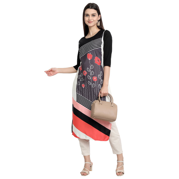 Crepe Black Color Digital Print Straight Kurta 530160-M