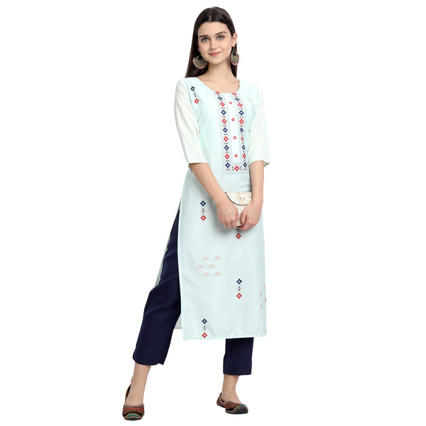 Crepe Light Green Color Digital Print Straight Kurta