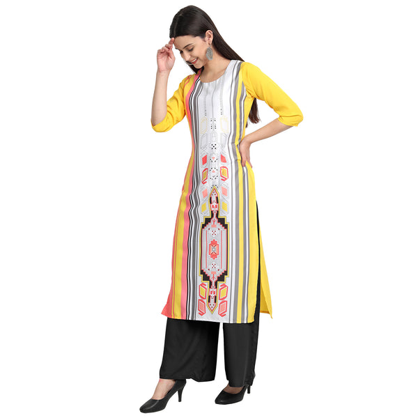 Crepe Multi Color Digital Print Straight Kurta 530165-M