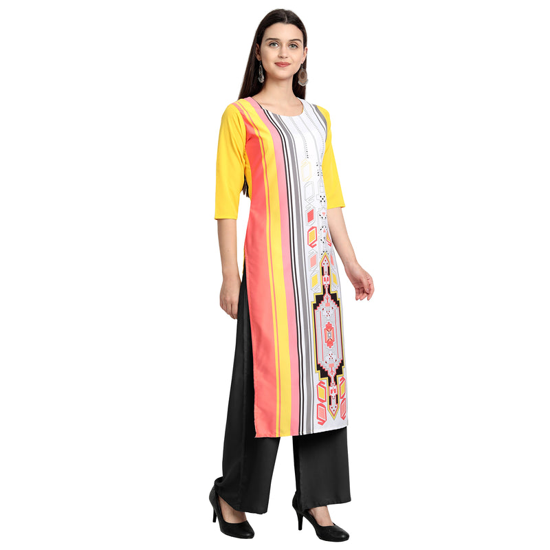 Ethnic Basket Crape Multicolor Knee Length Pack of 4 Kurtas 164-295-165-302