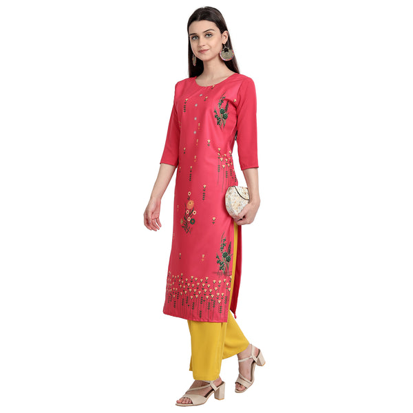 Crepe Pink Color Digital Print Straight Kurta 530166-M