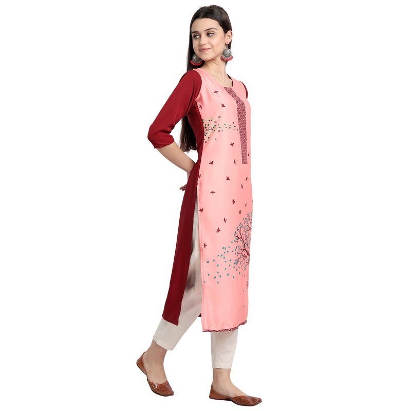 Ethnic Basket Crape Multicolor Knee Length Pack of 4 Kurtas 298-166-302-167