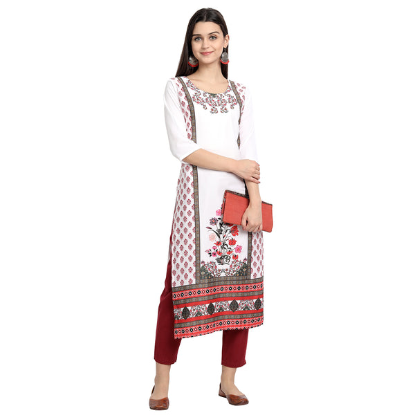 Crepe White Color Digital Print Straight Kurta 530168-M