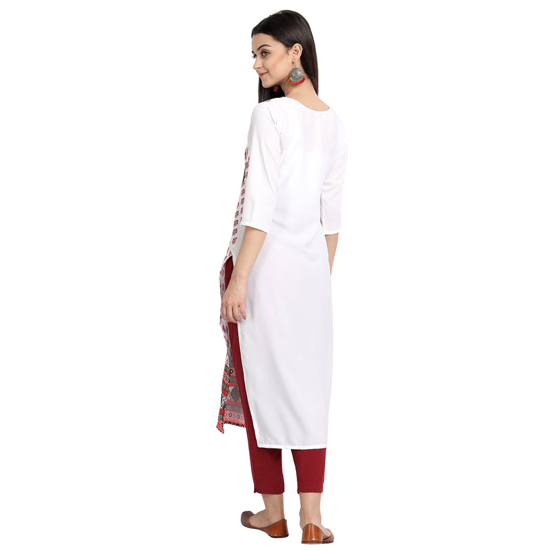 Crepe White Color Digital Print Straight Kurta