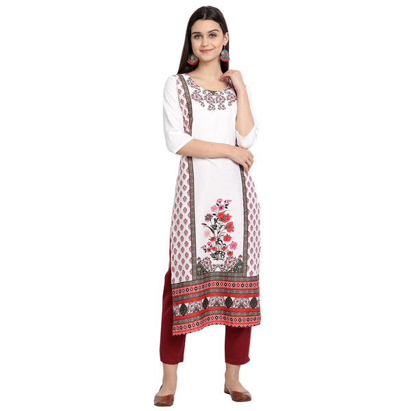 Crepe White Color Digital Print Straight Kurta 530168-S