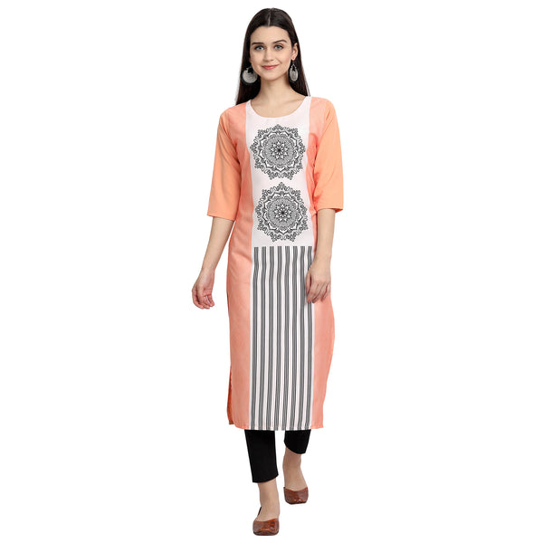 Crepe Orange Color Digital Print Straight Kurta 530170-S