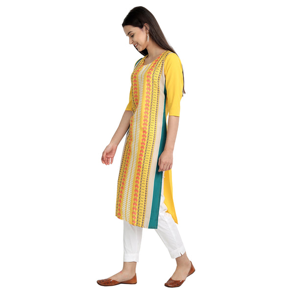 Crepe Yellow Color Digital Print Straight Kurta 530171-M